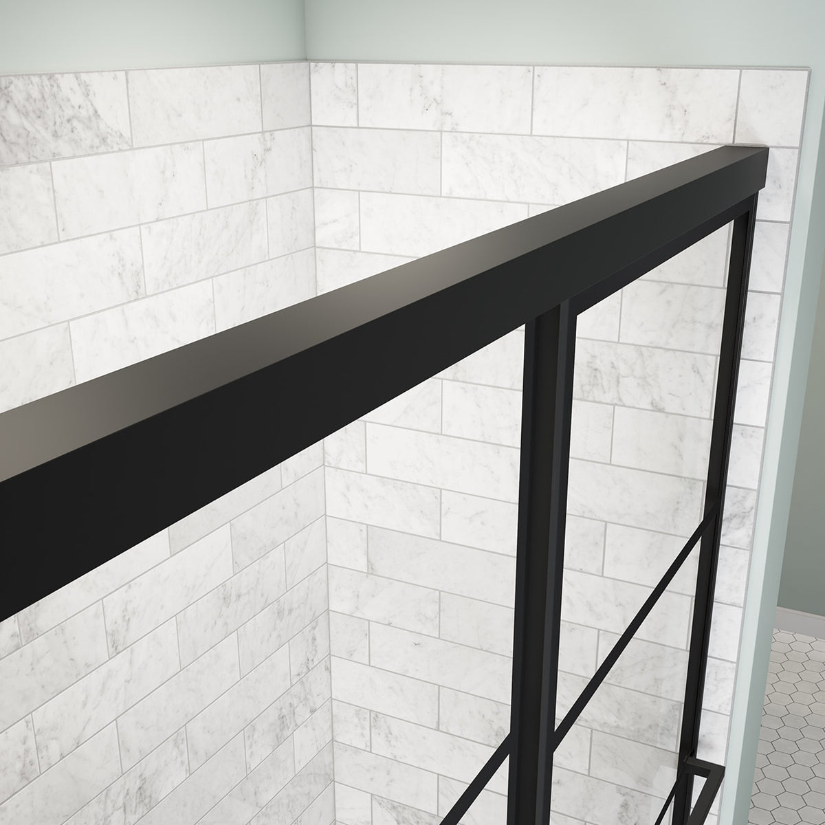 Maax Incognito 76 Shaker 56-59 x 76 in 8mm Bypass Shower Door for Alcove Installation with Shaker glass in Matte Black - image 2