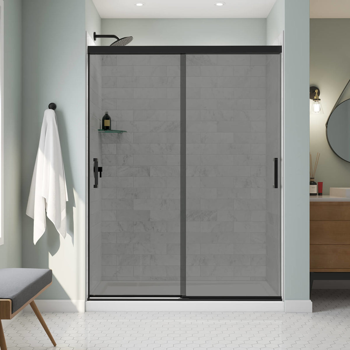 Maax Incognito 76 Smoke 56-59 x 76 in 8mm Bypass Shower Door for Alcove Installation - image 6