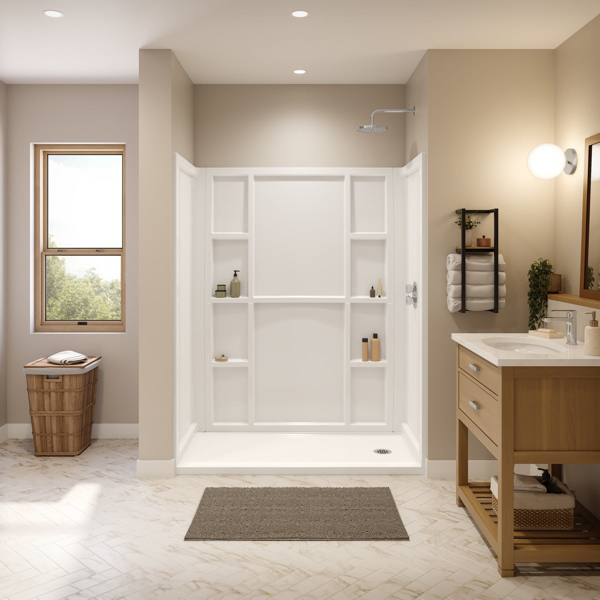 Maax Interflo 6030 Direct-to-stud 4-piece Alcove Shower Wall Kit in White - image 4