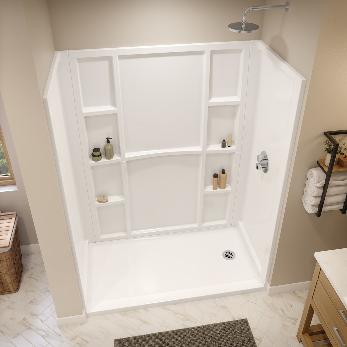Maax Interflo 6030 Direct-to-stud 4-piece Alcove Shower Wall Kit in White - image 5