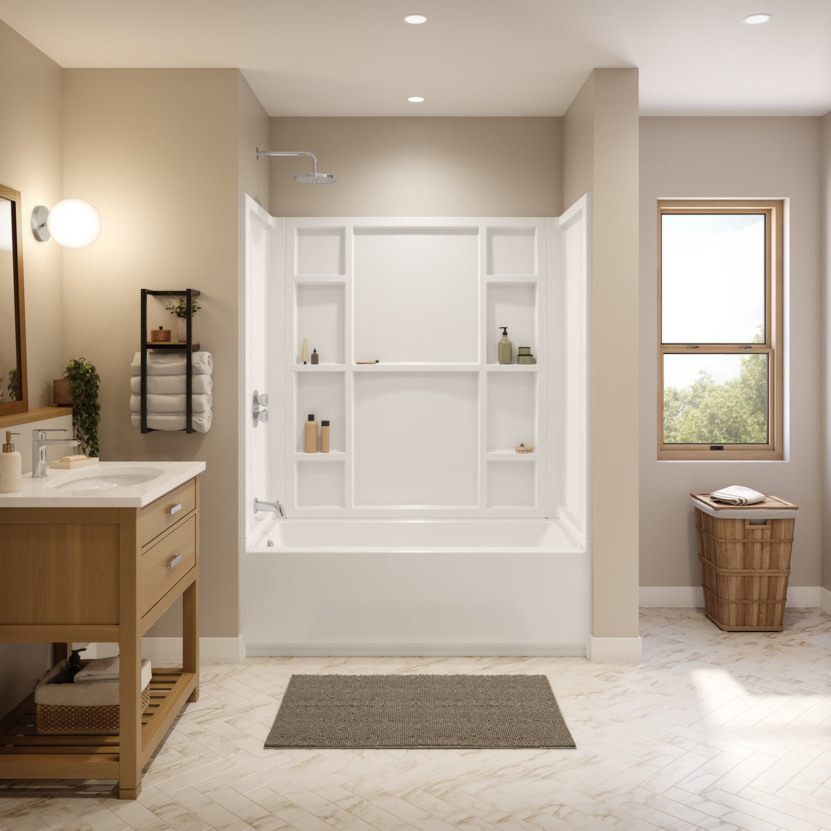 Maax Interflo 6030 Direct-to-stud 4-piece Alcove Tub Wall Kit in White