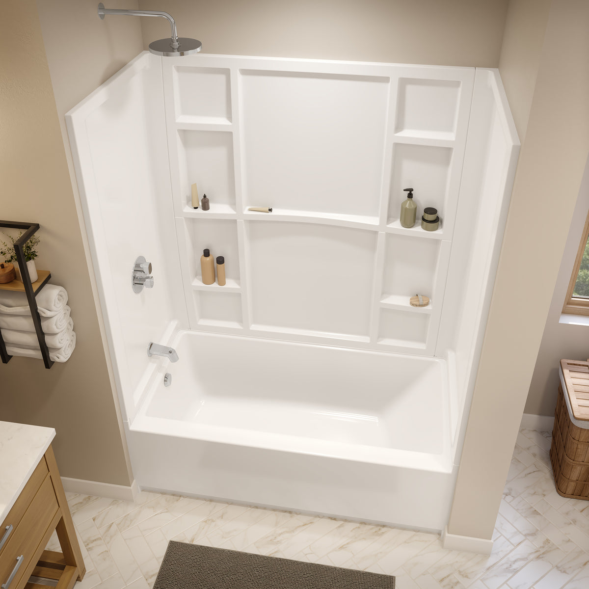Maax Interflo 6030 Direct-to-stud 4-piece Alcove Tub Wall Kit in White - image 5
