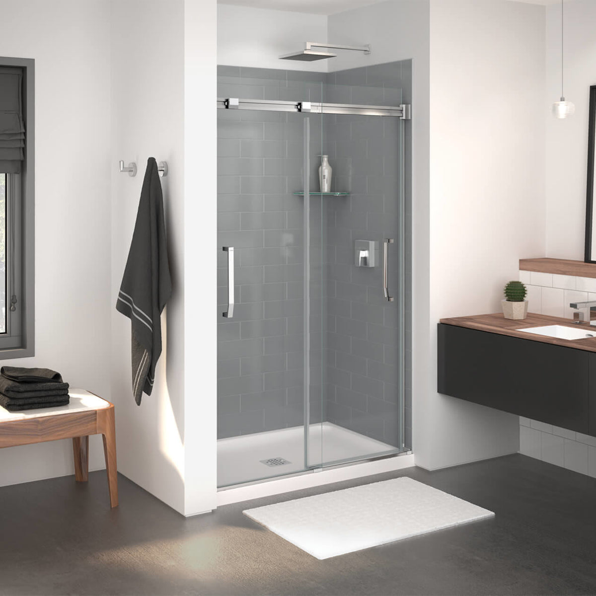 Maax Inverto 43-47 x 70 ½-74 in 8mm Bypass Shower Door for Alcove Installation