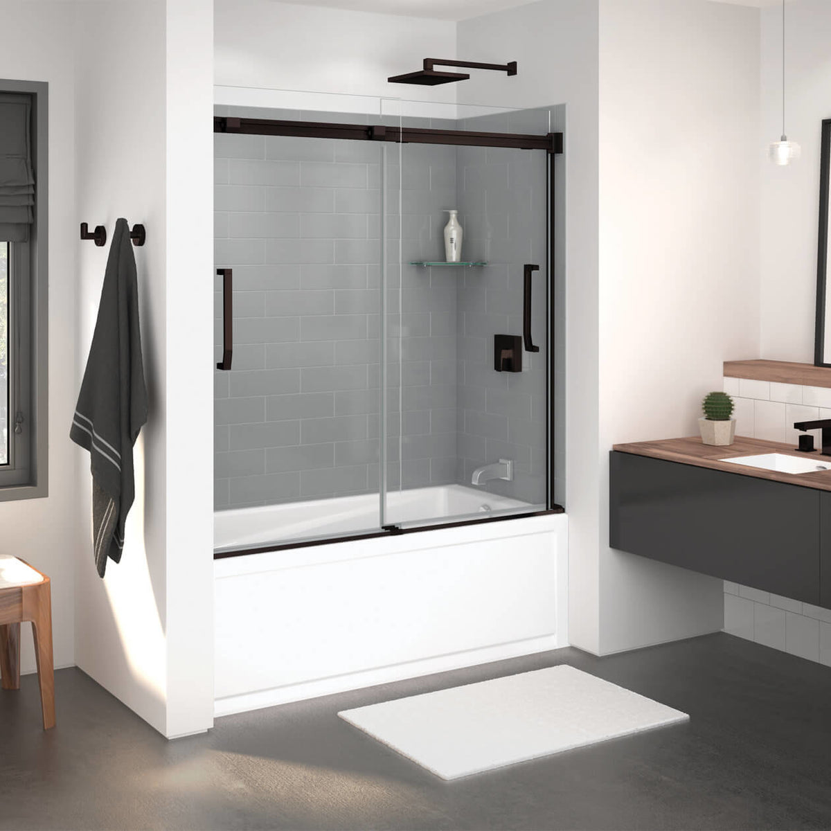 Maax Inverto 56-59 x 55 ½-59 in 8mm Bypass Tub Door for Alcove Installation - image 3