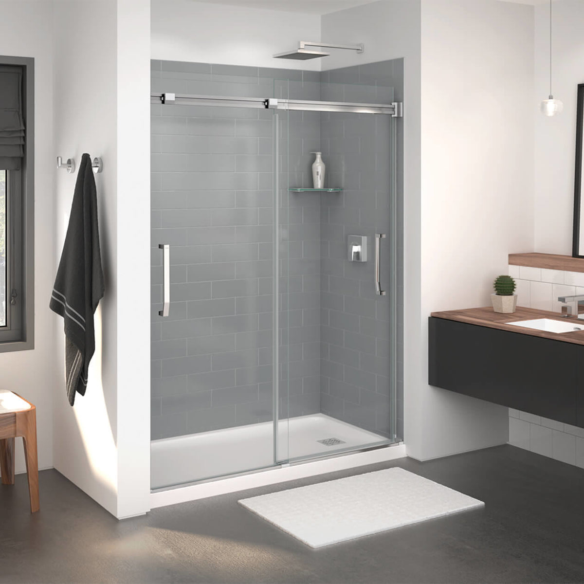 Maax Inverto 56-59 x 70 ½-74 in 8mm Bypass Shower Door for Alcove Installation
