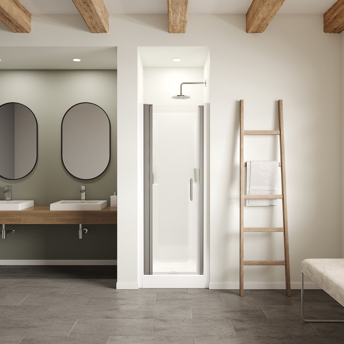 Maax Jasmin Sleek 30 x 32 AcrylX Alcove Center Drain One-Piece Shower in White - image 3