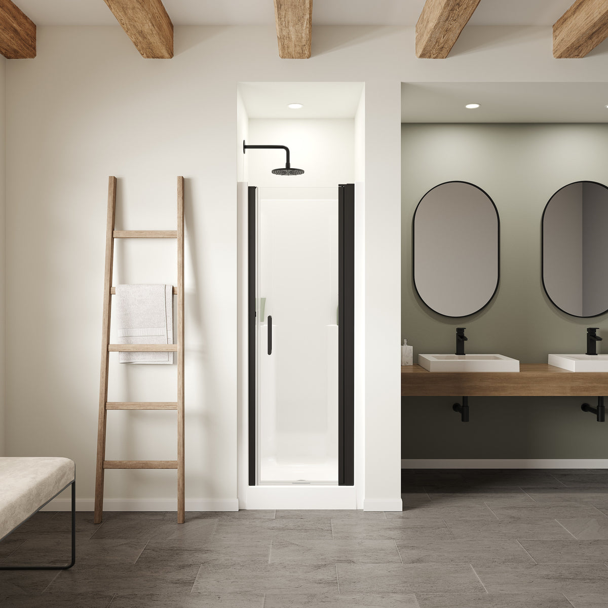 Maax Jasmin Sleek DI 30 x 32 AcrylX Alcove Center Drain One-Piece Shower in White with Clear Shower Door - image 15