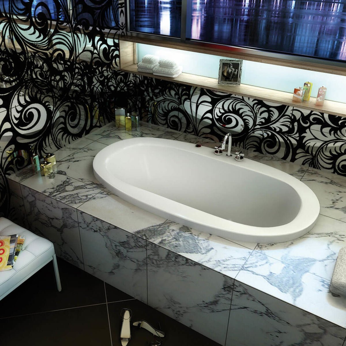 Maax Jazz 66 x 36 Acrylic Drop-in Center Drain Bathtub in White - image 4