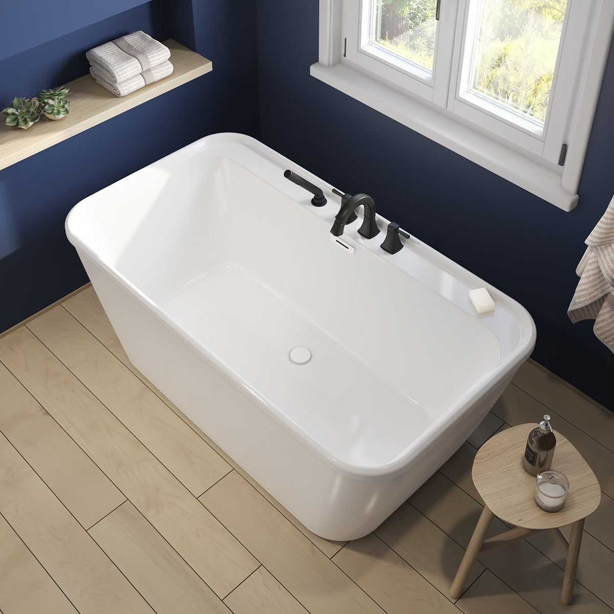 Maax Kai 58 x 32 AcrylX Freestanding Center Drain Bathtub in White with White Skirt - image 2