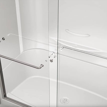 Kameleon 43-47 x 71 in. 8 mm Bypass Shower Door for Alcove Installation with Clear glass in Brushed Nickel - Plumbing Market