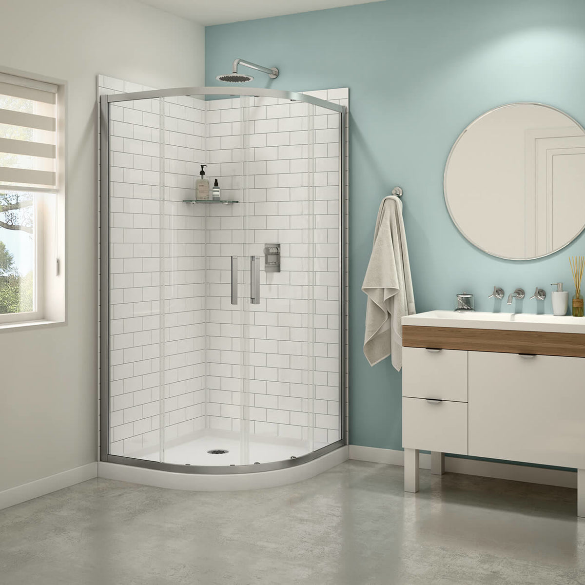 Maax Kassia 38 x 38 Acrylic Center Drain Shower Kit in White