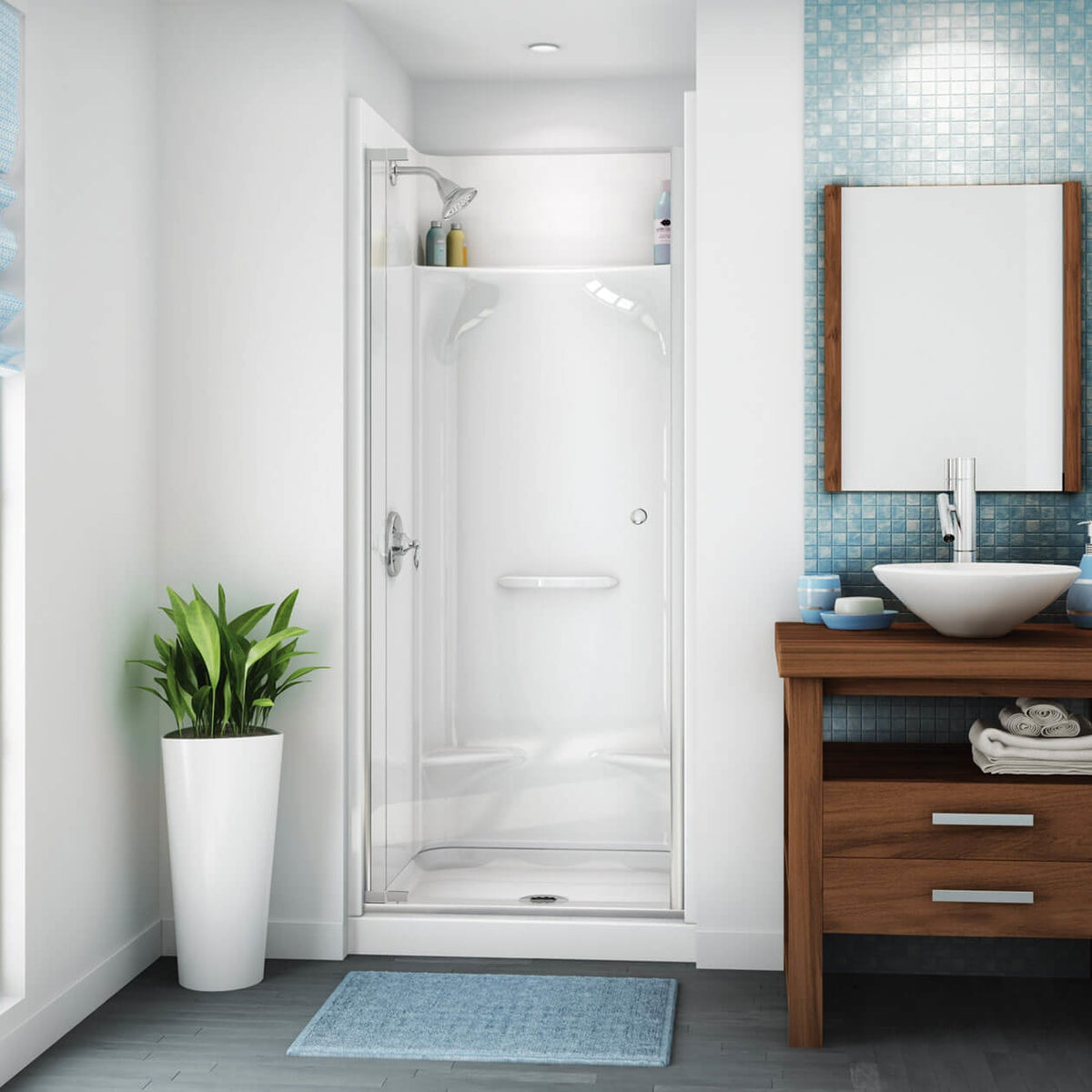 Maax KDS 3232 AcrylX Alcove Center Drain Four-Piece Shower in White - image 2