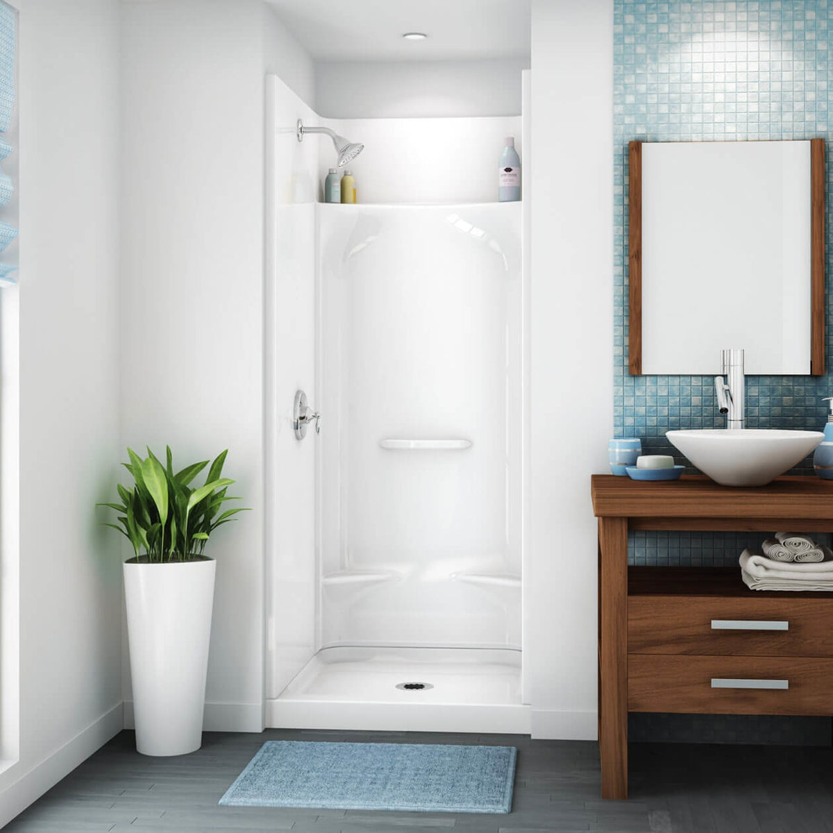 Maax KDS 3232 AFR AcrylX Alcove Center Drain Four-Piece Shower in White