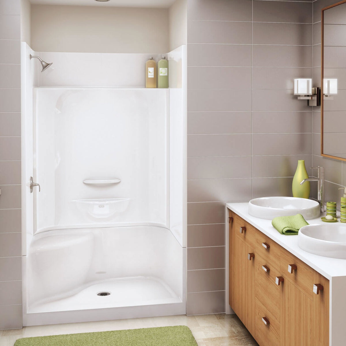 Maax KDS 3448 AcrylX Alcove Center Drain Four-Piece Shower in White