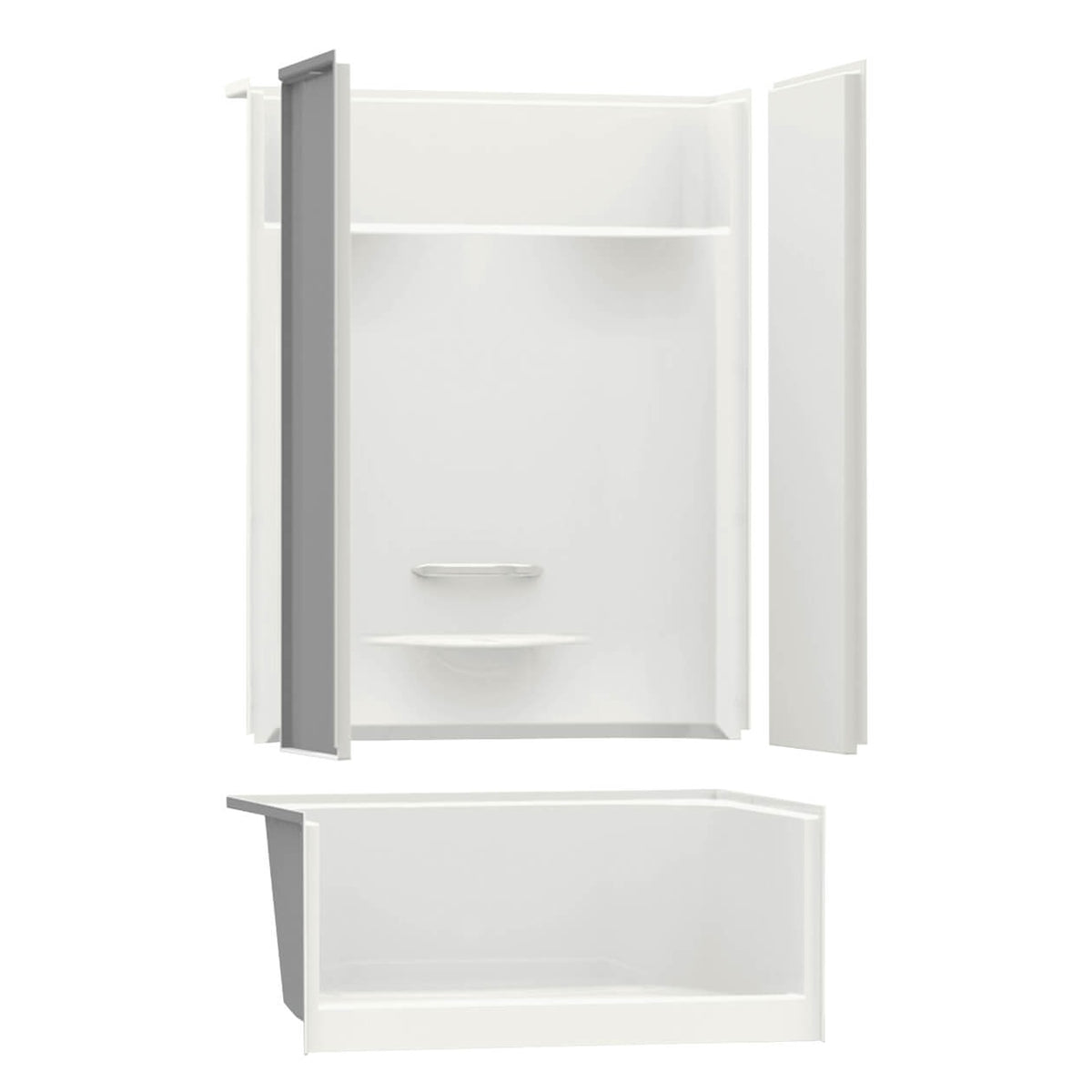 Maax KDS 3448 AcrylX Alcove Center Drain Four-Piece Shower in White - image 3