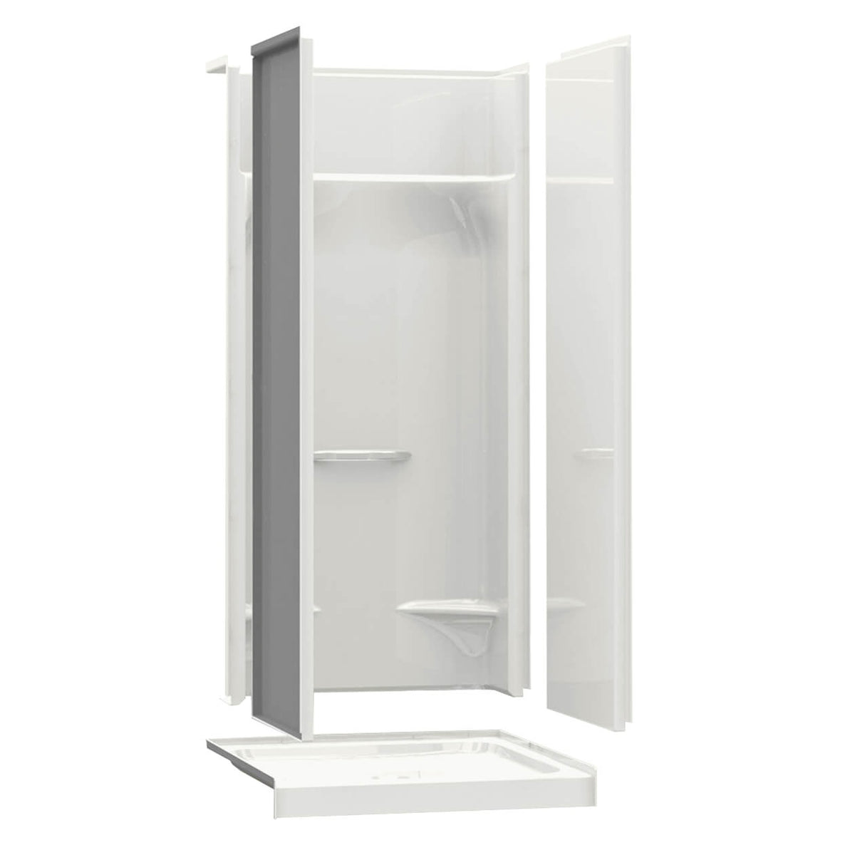 Maax KDS 3636 AFR AcrylX Alcove Center Drain Four-Piece Shower in White - image 2