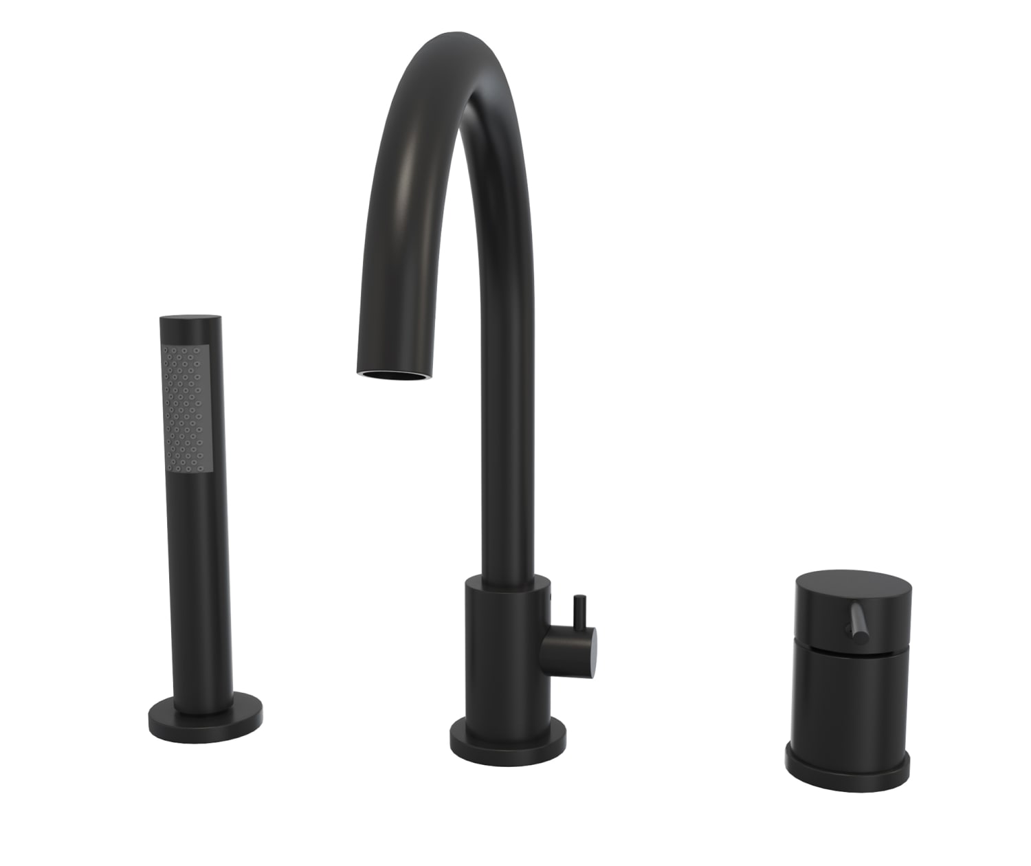 Keros Deckmounted Tub Faucet with Handshower in Matte Black - Plumbing Market