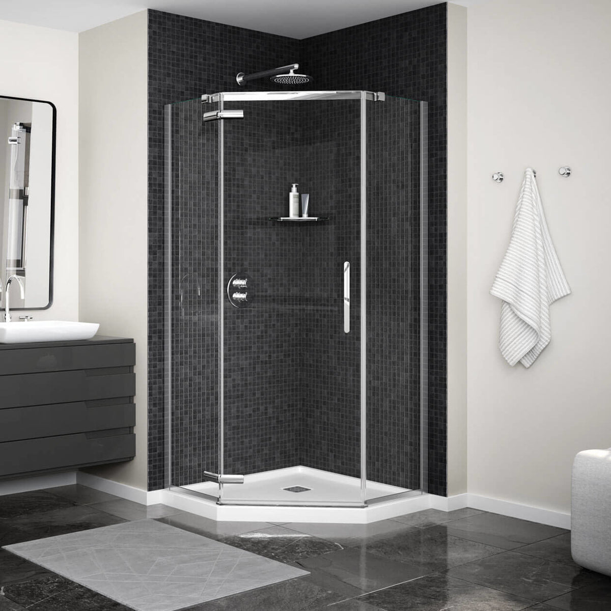 Maax Link Curve Neo-angle 40 x 40 x 75 in 8mm Pivot Shower Door for Corner Installation