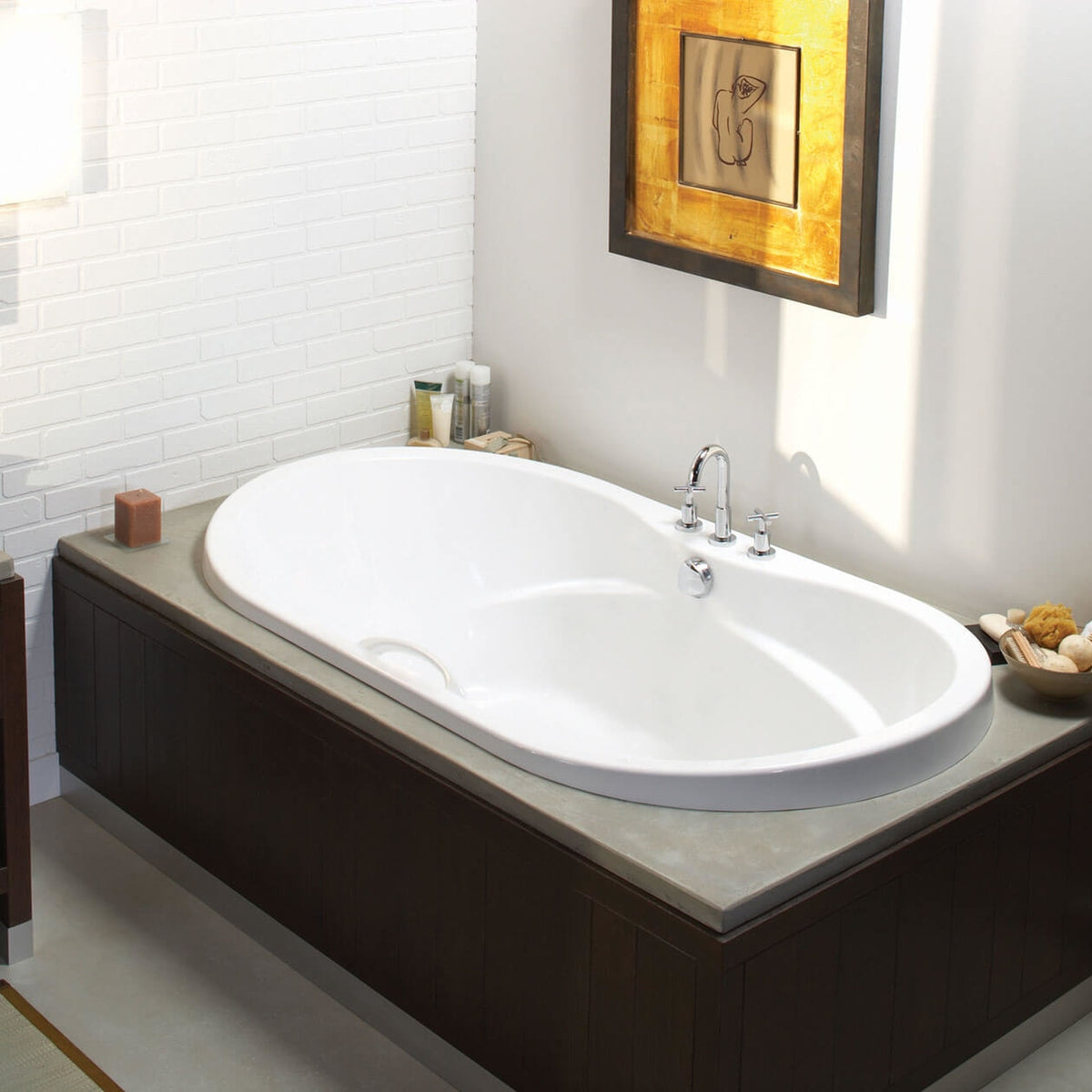 Maax Living 6636 Acrylic Drop-in Center Drain Bathtub in White