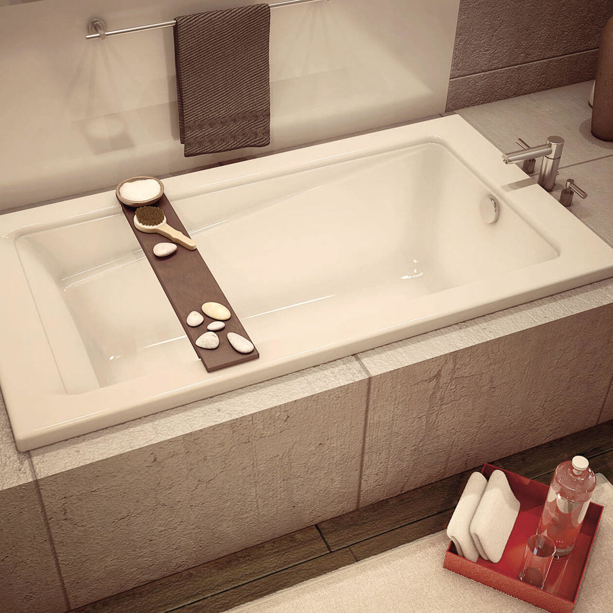 Maax Loft 6032 Acrylic Drop-in End Drain Combined & Bathtub in White - image 2