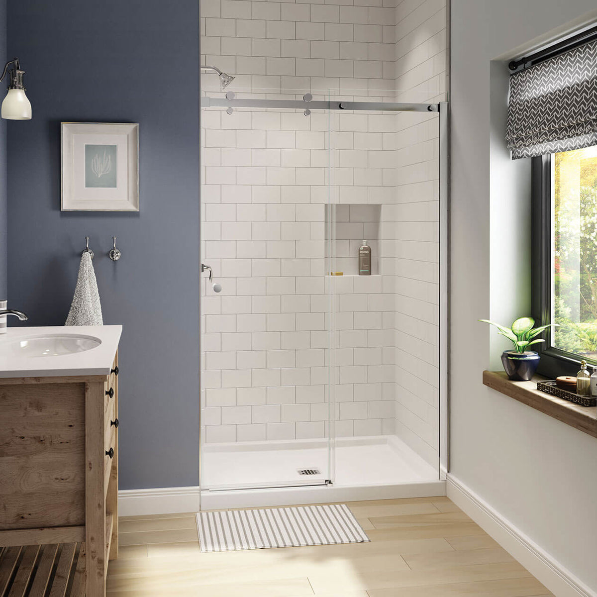 Maax Luminescence 44 ½-47 x 70 ½-72 in 6 mm Sliding Shower Door for Alcove Installation with Clear glass in Chrome