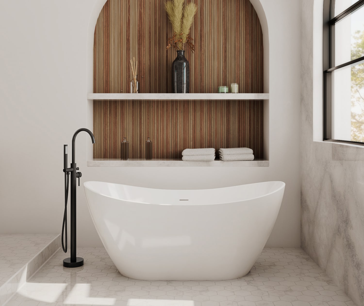 Linosa Freestanding Tub Faucet with Handshower in Matte Black - Plumbing Market