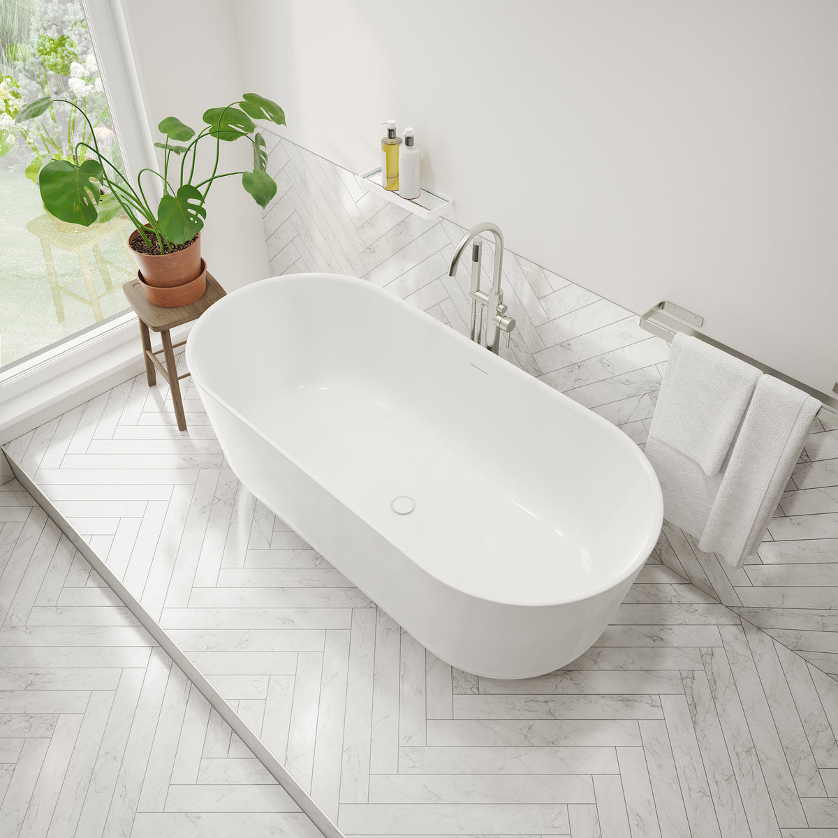 Maax Malindi 67 x 30 Acrylic Freestanding Oval Center Drain Bathtub in White - image 2