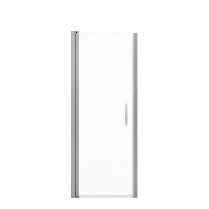 Manhattan 23-25 x 68 in. 6 mm Pivot Shower Door for Alcove Installation with Clear glass & Round Handle in Chrome - Plumbing Market