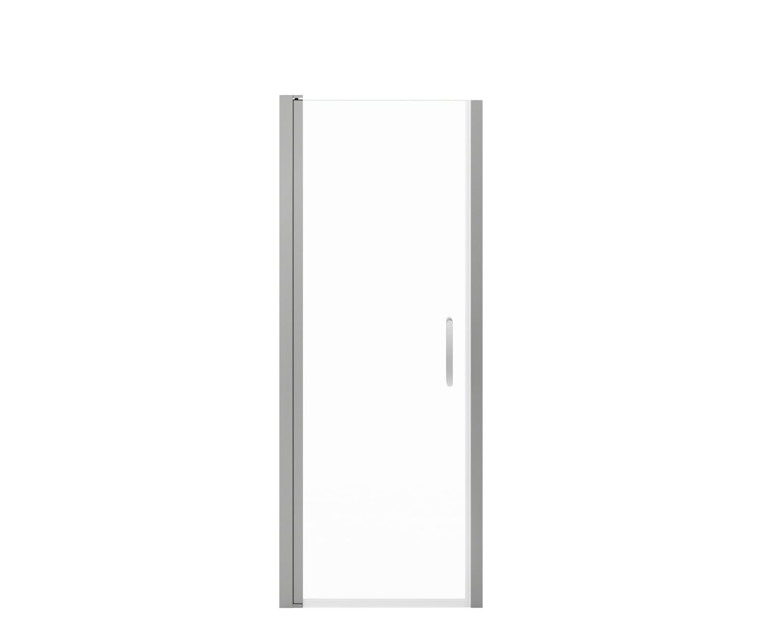 Manhattan 25-27 x 68 in. 6 mm Pivot Shower Door for Alcove Installation with Clear glass & Round Handle in Chrome - Plumbing Market