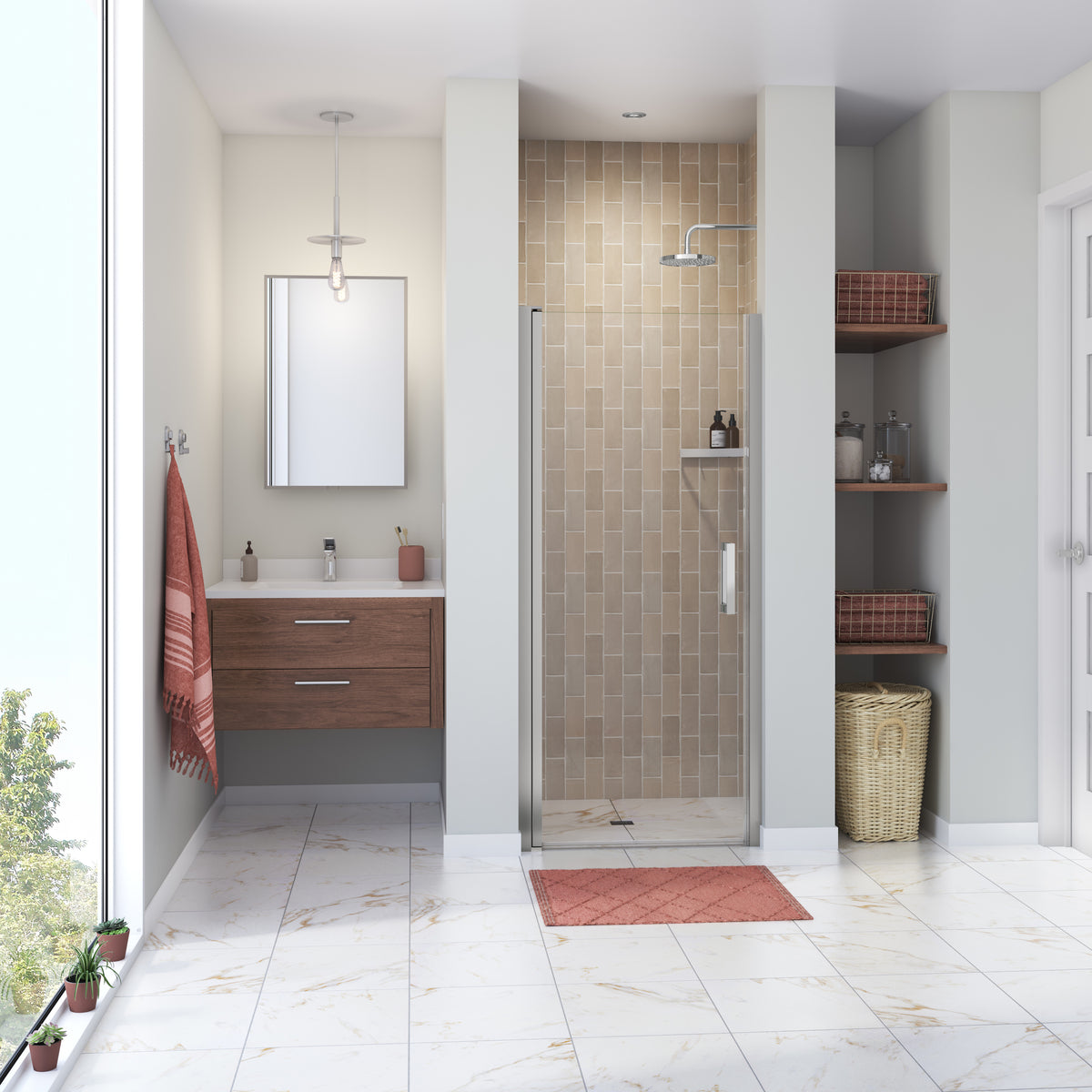 Maax Manhattan 29-31 x 68 in 6 mm Pivot Shower Door for Alcove Installation with Clear glass & Square Handle - image 4