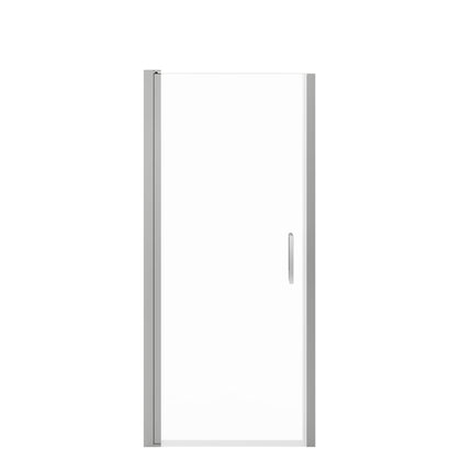 Manhattan 33-35 x 68 in. 6 mm Pivot Shower Door for Alcove Installation with Clear glass & Round Handle in Chrome - Plumbing Market