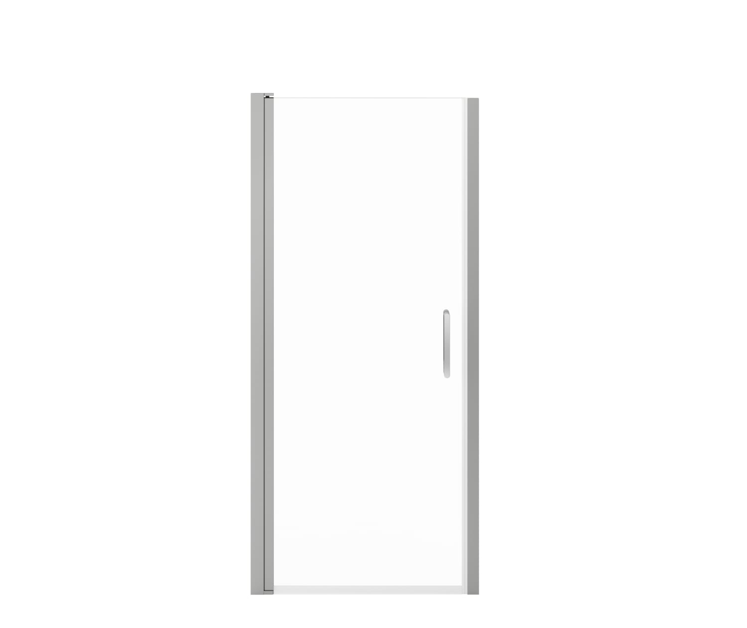 Manhattan 33-35 x 68 in. 6 mm Pivot Shower Door for Alcove Installation with Clear glass & Round Handle in Chrome - Plumbing Market