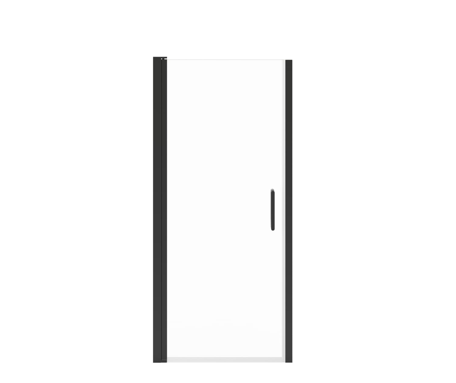 Manhattan 33-35 x 68 in. 6 mm Pivot Shower Door for Alcove Installation with Clear glass & Round Handle in Matte Black - Plumbing Market