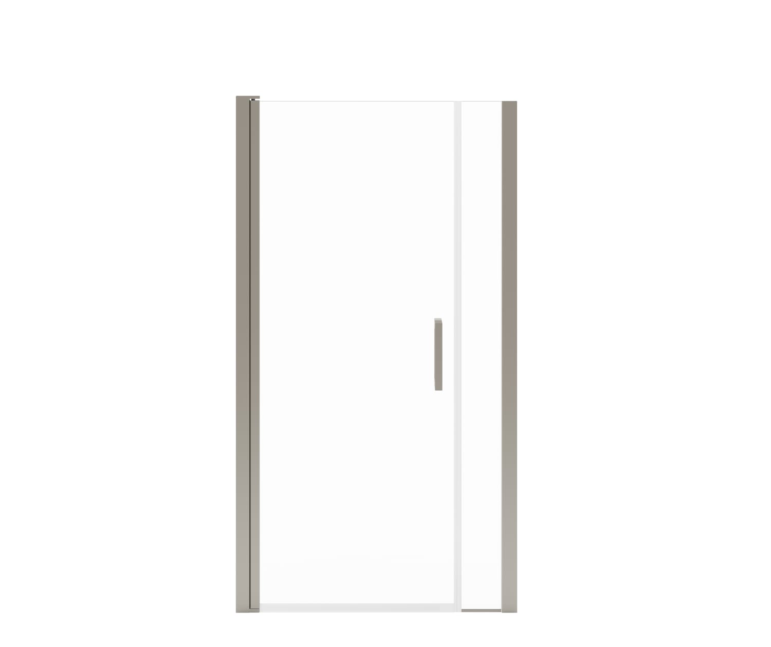 Manhattan 39-41 x 68 in. 6 mm Pivot Shower Door for Alcove Installation with Clear glass & Round Handle in Brushed Nickel - Plumbing Market