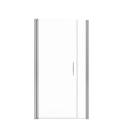 Manhattan 39-41 x 68 in. 6 mm Pivot Shower Door for Alcove Installation with Clear glass & Round Handle in Chrome - Plumbing Market