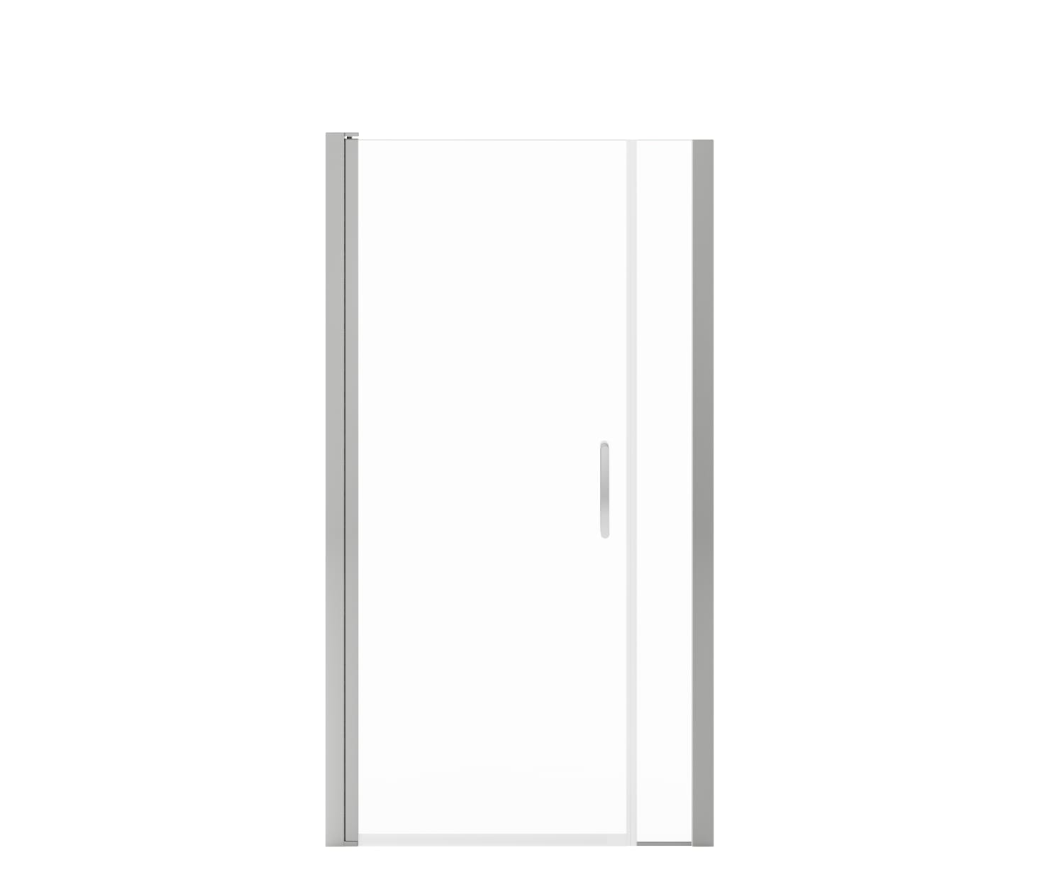 Manhattan 37-39 x 68 in. 6 mm Pivot Shower Door for Alcove Installation with Clear glass & Round Handle in Chrome - Plumbing Market