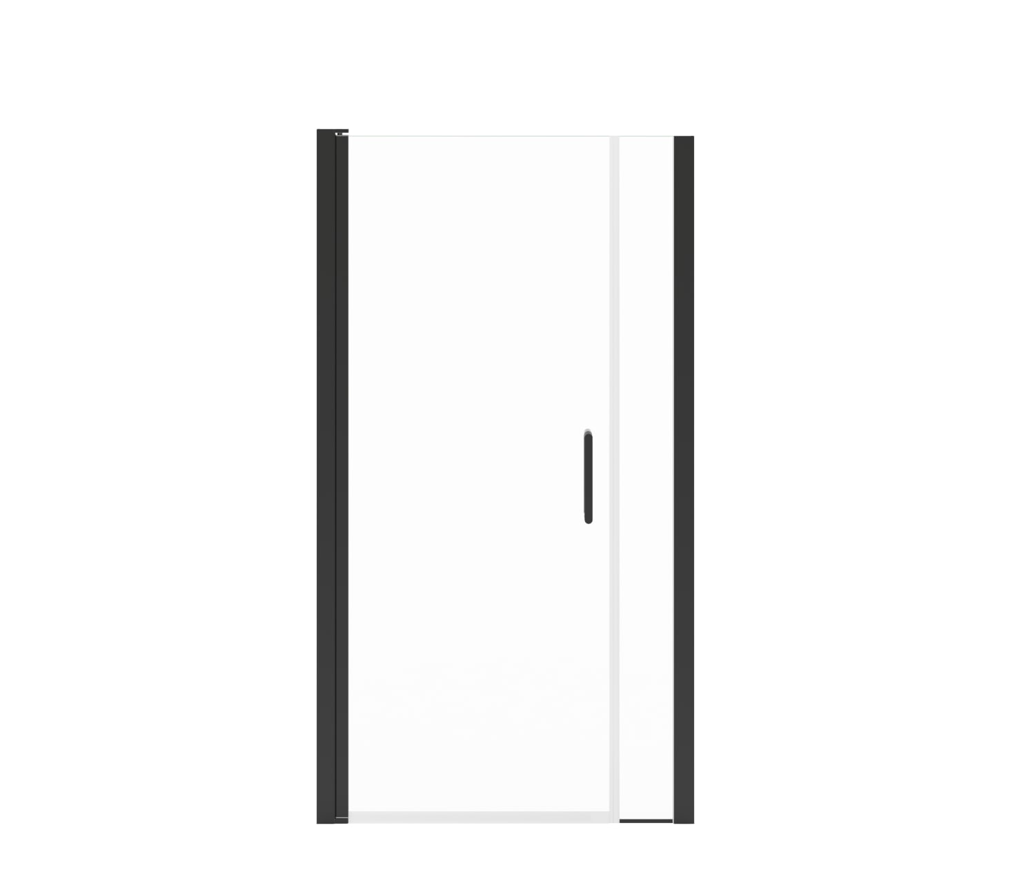 Manhattan 37-39 x 68 in. 6 mm Pivot Shower Door for Alcove Installation with Clear glass & Round Handle in Matte Black - Plumbing Market