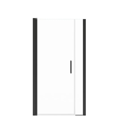 Manhattan 37-39 x 68 in. 6 mm Pivot Shower Door for Alcove Installation with Clear glass & Round Handle in Matte Black - Plumbing Market