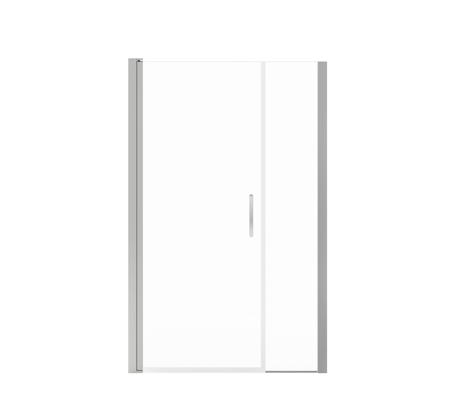 Manhattan 41-43 x 68 in. 6 mm Pivot Shower Door for Alcove Installation with Clear glass & Round Handle in Chrome - Plumbing Market