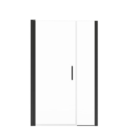 Manhattan 41-43 x 68 in. 6 mm Pivot Shower Door for Alcove Installation with Clear glass & Round Handle in Matte Black - Plumbing Market
