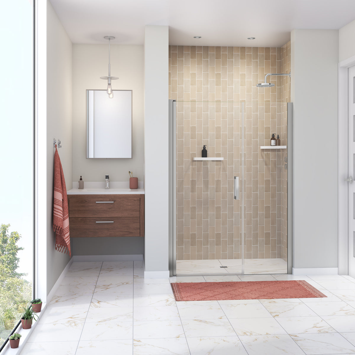 Maax Manhattan 47-49 x 68 in 6 mm Pivot Shower Door for Alcove Installation with Clear glass & Round Handle - image 4