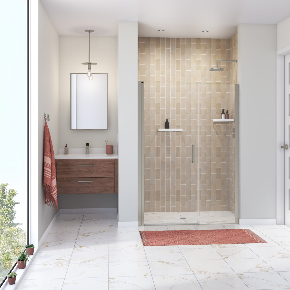 Maax Manhattan 47-49 x 68 in 6 mm Pivot Shower Door for Alcove Installation with Clear glass & Round Handle - image 7