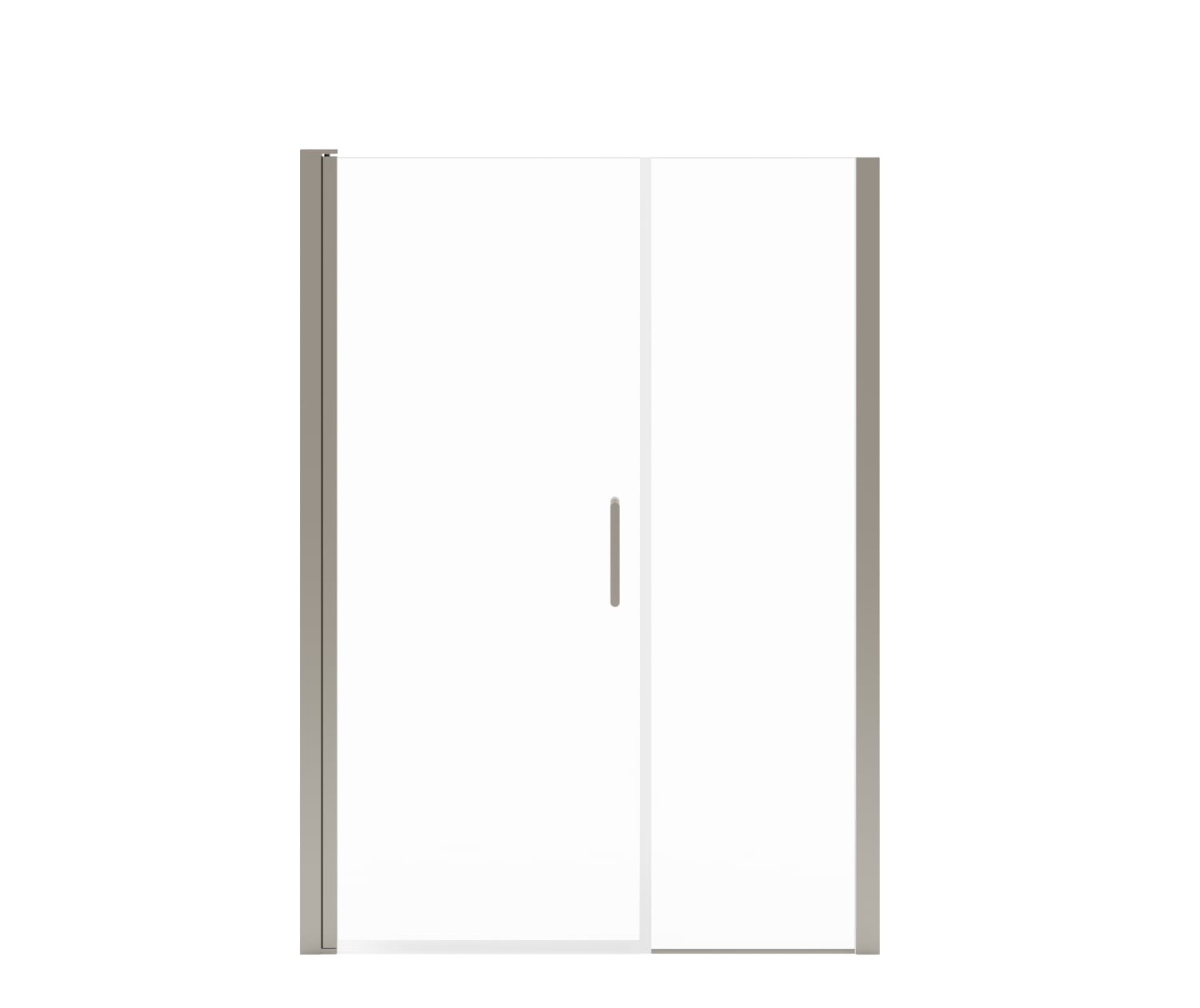 Manhattan 47-49 x 68 in. 6 mm Pivot Shower Door for Alcove Installation with Clear glass & Round Handle in Brushed Nickel - Plumbing Market