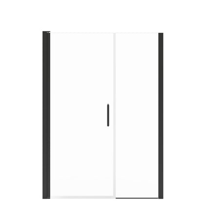 Manhattan 51-53 x 68 in. 6 mm Pivot Shower Door for Alcove Installation with Clear glass & Round Handle in Matte Black - Plumbing Market