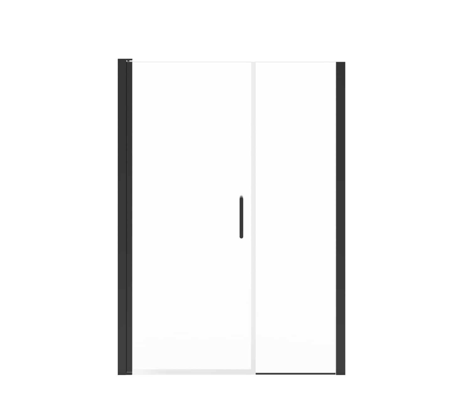 Manhattan 47-49 x 68 in. 6 mm Pivot Shower Door for Alcove Installation with Clear glass & Round Handle in Matte Black - Plumbing Market