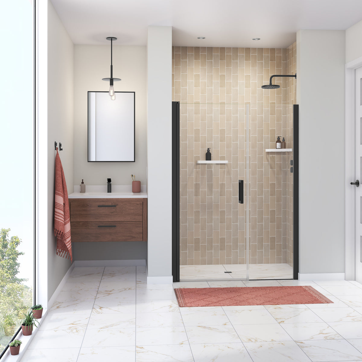 Maax Manhattan 51-53 x 68 in 6 mm Pivot Shower Door for Alcove Installation with Clear glass & Square Handle - image 14