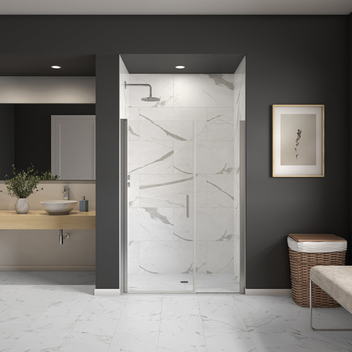 Maax Manhattan 51-53 x 68 in 6 mm Pivot Shower Door for Alcove Installation with Clear glass & Square Handle - image 17