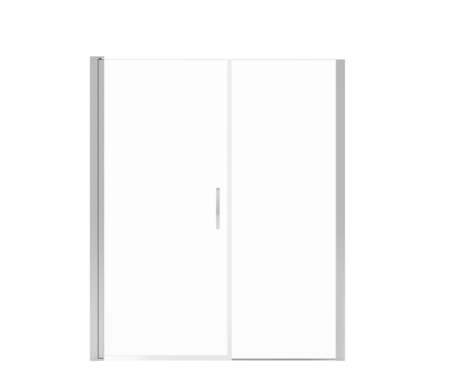 Manhattan 55-57 x 68 in. 6 mm Pivot Shower Door for Alcove Installation with Clear glass & Round Handle in Chrome - Plumbing Market