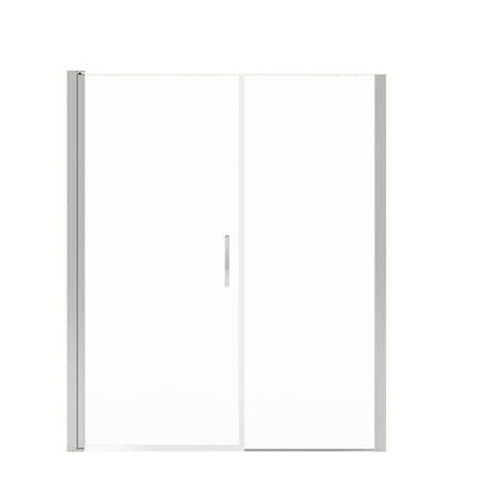 Manhattan 57-59 x 68 in. 6 mm Pivot Shower Door for Alcove Installation with Clear glass & Round Handle in Chrome - Plumbing Market