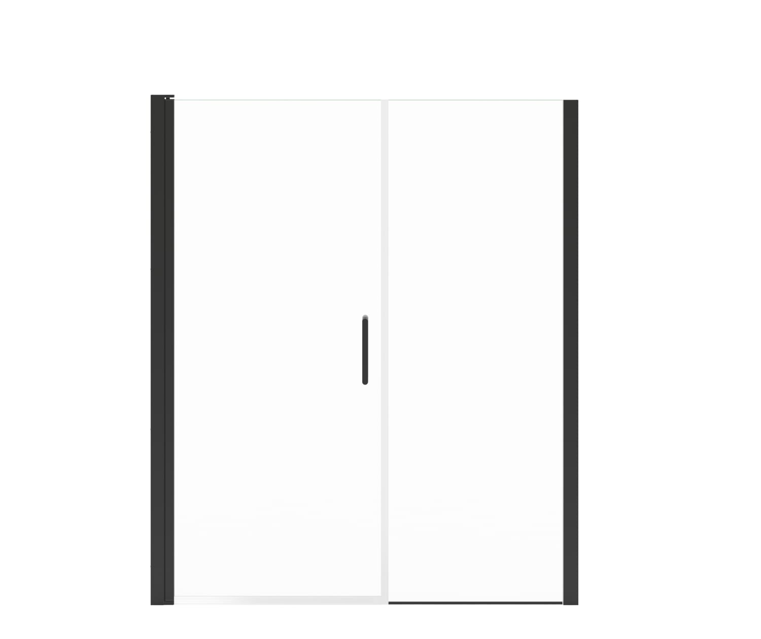 Manhattan 55-57 x 68 in. 6 mm Pivot Shower Door for Alcove Installation with Clear glass & Round Handle in Matte Black - Plumbing Market